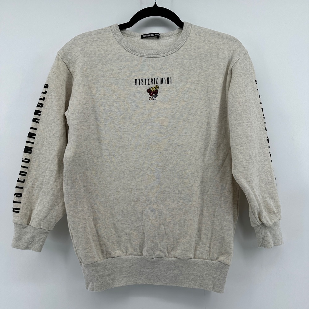 Hysteric Mini Crewneck Sweatshirt Size 140 US 10 Grey Oatmeal Mini-Chan Logo - Picture 2 of 12